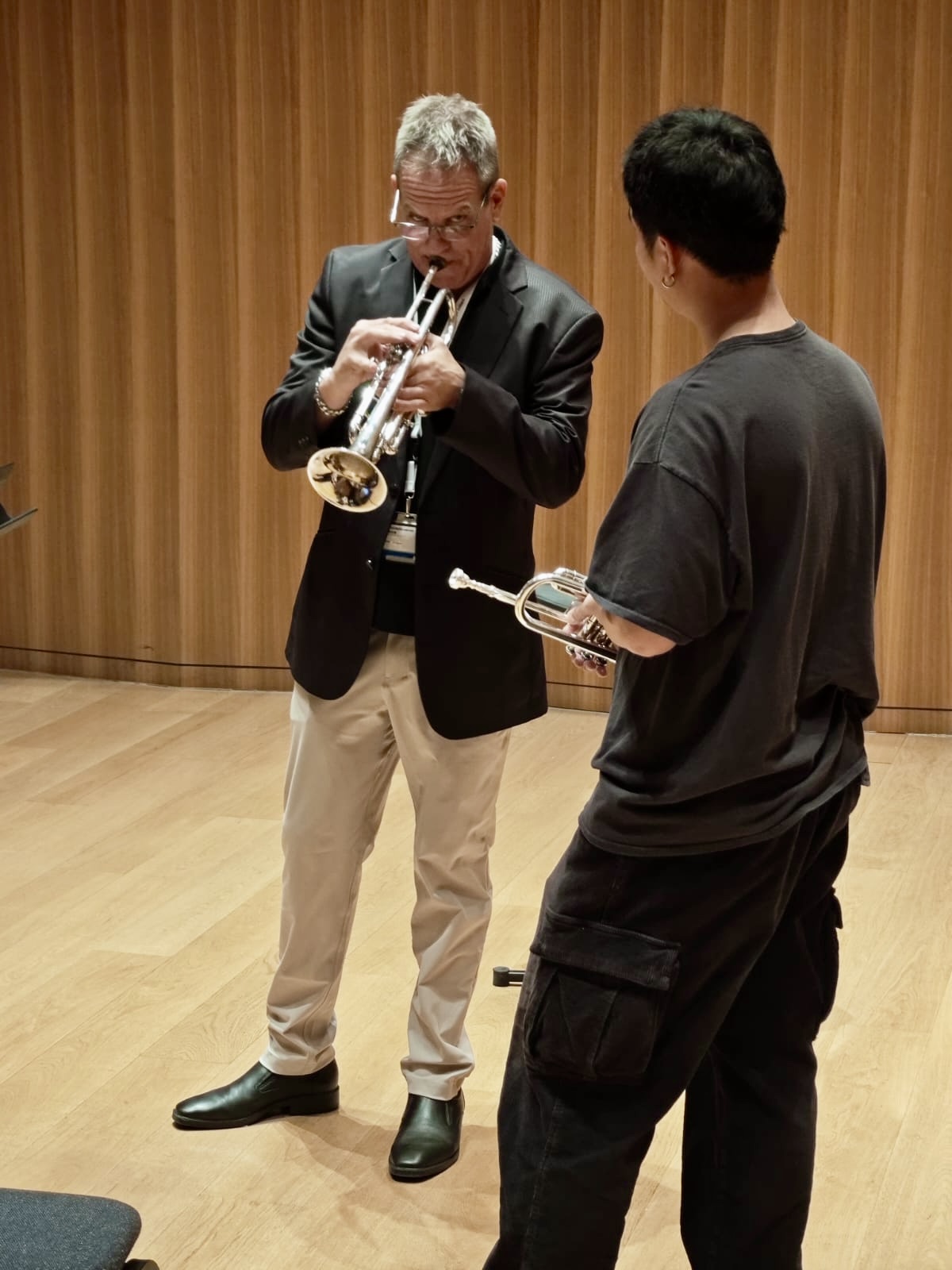 Jon Paul Dante demonstrating trumpet technique